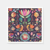 真夜中の花:色のフローラのシンフォニー スタンダードカクテルナプキン (正面)