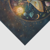 真夜中の薄絹の羽、蛾と月の縦構図 薄葉紙 (詳細)