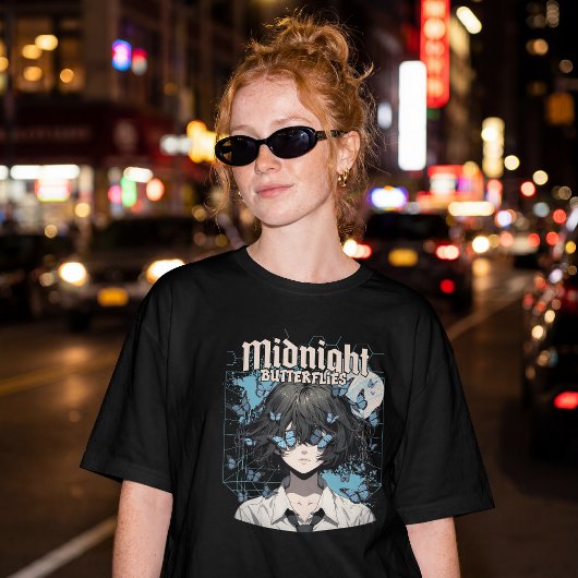 真夜中の蝶々 - ゴシック系アニメ少女 Tシャツ