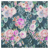 真夜中の豊富さの暗闇のばら色の花柄 ファブリック (見本)