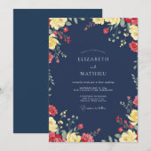 真夜中の赤い野の花の結婚式 招待状 (正面/裏面)