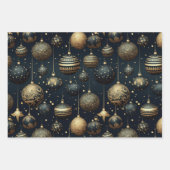 真夜中の輝素晴らしく装飾クリスマス ラッピングペーパーシート (正面)
