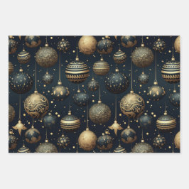 真夜中の輝素晴らしく装飾クリスマス ラッピングペーパーシート