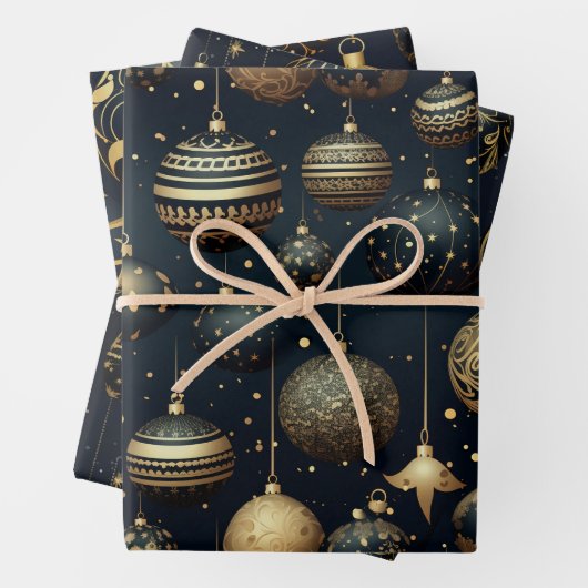 真夜中の輝素晴らしく装飾クリスマス ラッピングペーパーシート (インサイチュ)