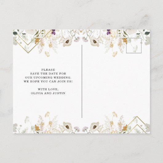 真夜中の野草 | 幾何学日付の保存 案内ポストカード (裏面)