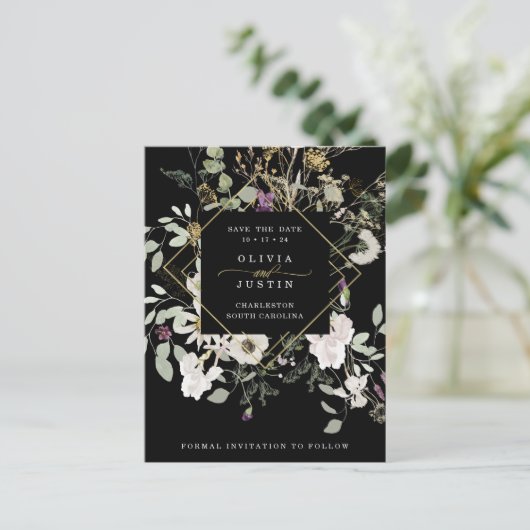 真夜中の野草 | 幾何学日付の保存 案内ポストカード (スタンド正面)