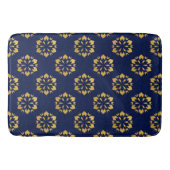 真夜中の金ゴールド: Luxe Geometric Pattern on深いBlue バスマット (正面)