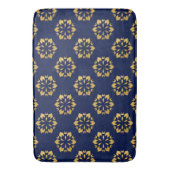 真夜中の金ゴールド: Luxe Geometric Pattern on深いBlue バスマット (正面縦)