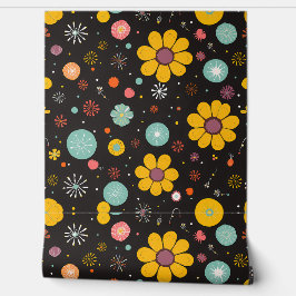 真夜中の開花:レトロフローラ爆発 壁紙