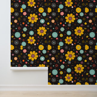 真夜中の開花:レトロフローラ爆発 壁紙