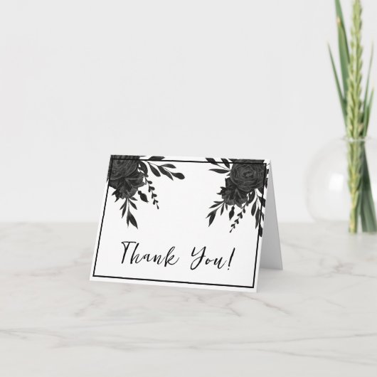 真夜中の開花：暗いフローラ結婚の サンキューカード (正面)