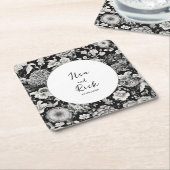 真夜中の開花：暗いフローラ結婚の スクエアペーパーコースター (アングル)