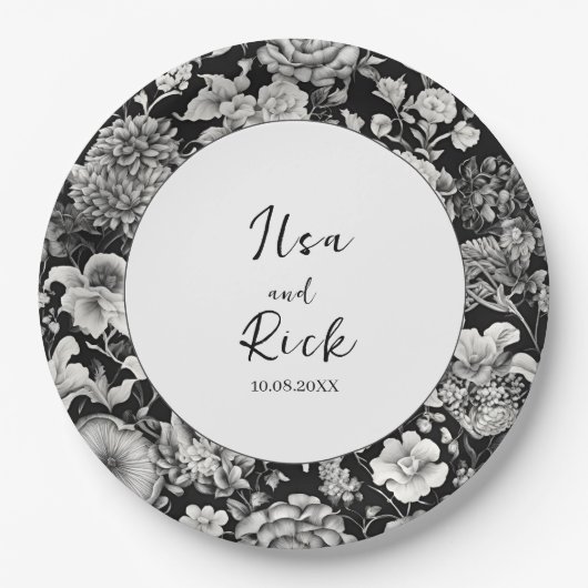 真夜中の開花：暗いフローラ結婚の ペーパープレート (正面)