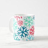 真夜中の降雪 – スノーフレークマグ コーヒーマグカップ (正面左)