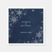 真夜中の雪の結晶 冬の結婚式 ナプキン スタンダードカクテルナプキン (正面)