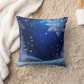 真夜中の霜の雪きらめく片 クッション (ブランケット)