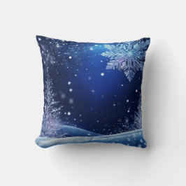真夜中の霜の雪きらめく片 クッション