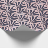 真夜中の青いアールデコファンののどのばら色の金ゴールド ラッピングペーパー (角)