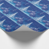 真夜中の青いクリスマスの受刑者の白い木 ラッピングペーパー (角)