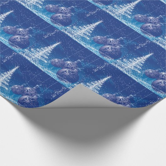 真夜中の青いクリスマスの受刑者の白い木 ラッピングペーパー (角)