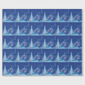 真夜中の青いクリスマスの受刑者の白い木 ラッピングペーパー (フラット)