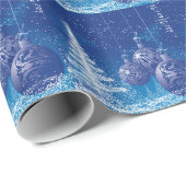 真夜中の青いクリスマスの受刑者の白い木 ラッピングペーパー (ロールコーナー)