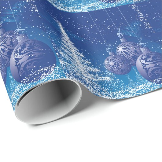 真夜中の青いクリスマスの受刑者の白い木 ラッピングペーパー (ロールコーナー)