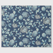 真夜中の青いタンジーのモダンなヴィンテージの花柄Toile ラッピングペーパー (フラット)