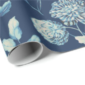 真夜中の青いタンジーのモダンなヴィンテージの花柄Toile ラッピングペーパー (ロールコーナー)