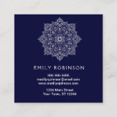 真夜中の青い曼荼羅のヨガのインストラクター スクエア名刺 (裏面)