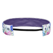 真夜中の青い紫色の水彩画の花模様 アスレチックヘッドバンド (裏面)