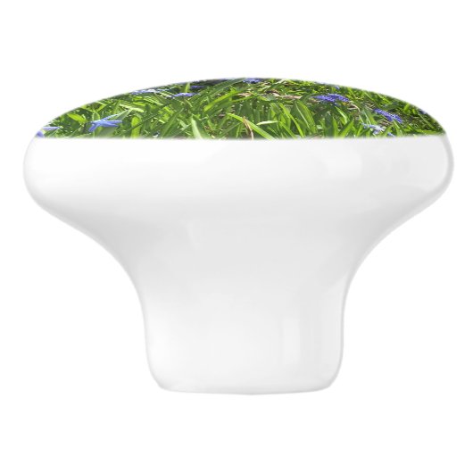 真夜中の青い花の尾離れのチキンニワトリ セラミックノブ (側面)