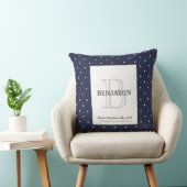 真夜中の青およびモノグラムの誕生Statsの記念品 クッション (椅子)