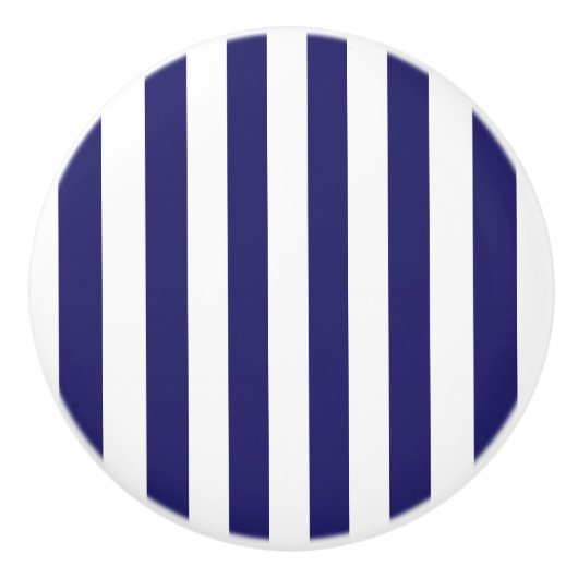 真夜中の青および白くストライプのな陶磁器のノブ セラミックノブ (正面)