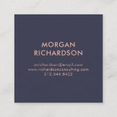 真夜中の青で幾何学的なのどのばら色の金ゴールド スクエア名刺 (裏面)