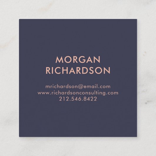 真夜中の青で幾何学的なのどのばら色の金ゴールド スクエア名刺 (裏面)