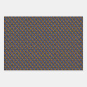 真夜中の青とオレンジのピーコックの羽模様 ラッピングペーパーシート (正面3)