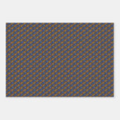 真夜中の青とオレンジのピーコックの羽模様 ラッピングペーパーシート (正面)