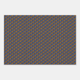 真夜中の青とオレンジのピーコックの羽模様 ラッピングペーパーシート