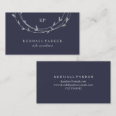 真夜中の青の銀製のミニマルでモダンな円 名刺 (正面/裏面)