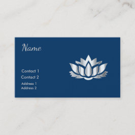 真夜中の青の銀製の一見のはすの花 名刺