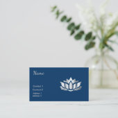 真夜中の青の銀製の一見のはすの花 名刺 (スタンド正面)