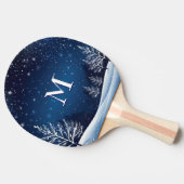 真夜中の青空の星のモノグラムの冬 卓球ラケット (横)