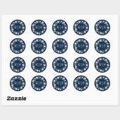 真夜中の静寂 ネイビーとシルバーの結婚式 ラウンドシール (シート)