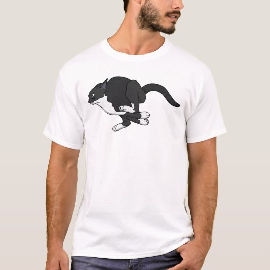 真夜中の飛躍 黒猫 Tシャツ (正面)