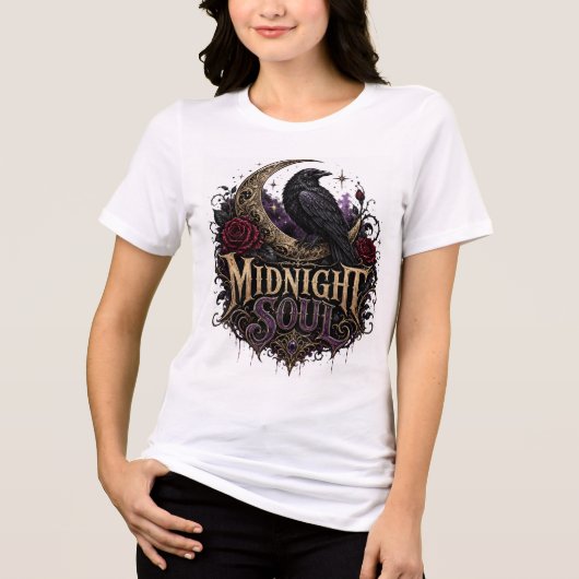 真夜中の魂のワタリガラス トライブレンドTシャツ (正面)