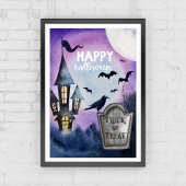 真夜中の魔法:ハロウィーントリックまたはトリートパープル ポスター