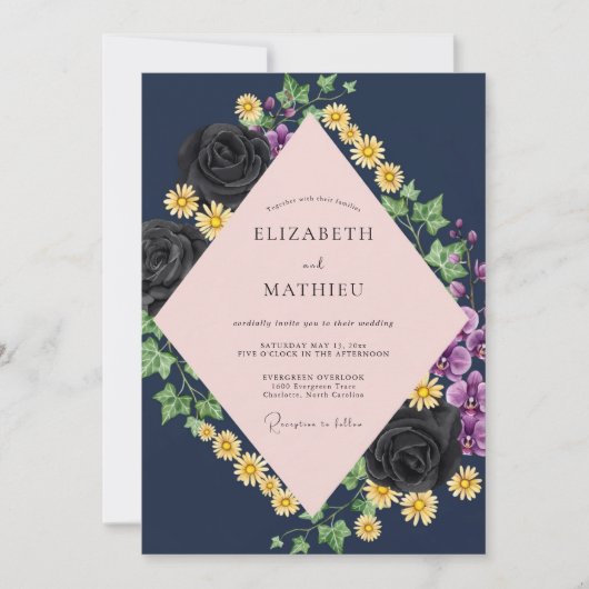 真夜中の黒薔薇の結婚式 招待状 (正面)