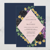 真夜中の黒薔薇の結婚式 招待状 (正面/裏面)