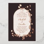 真夜中エレガントリースライトフローラフレームバラ 箔招待状 (正面)
